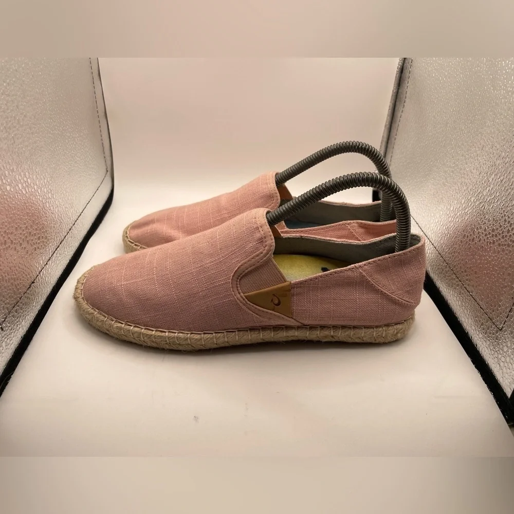 Olukai Kaula Pa’a Kapa Pink Espadrille Slip-On Shoes size 7